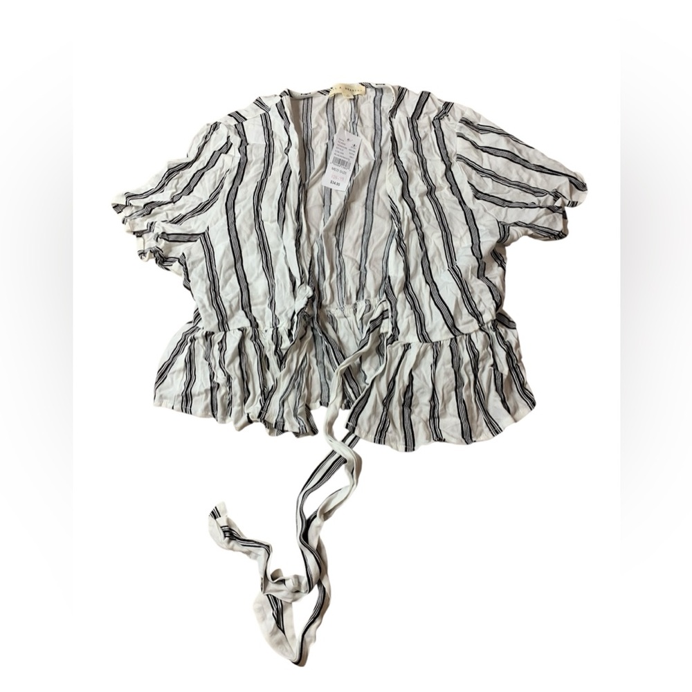 NWT PacSun L.A. Hearts Striped Tie-Front Ruffle Crop Top - Medium